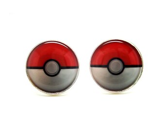 Pokemon Cufflinks, Pokeball Cufflinks, Geekery Cufflinks, Free Gift Box