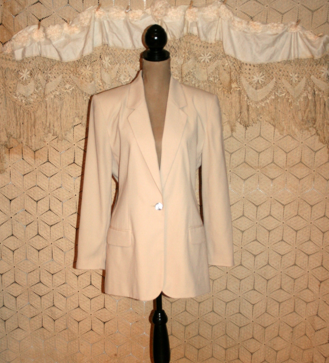 Beige Blazer Jacket Women Jacket Suit Jacket Long by MagpieandOtis