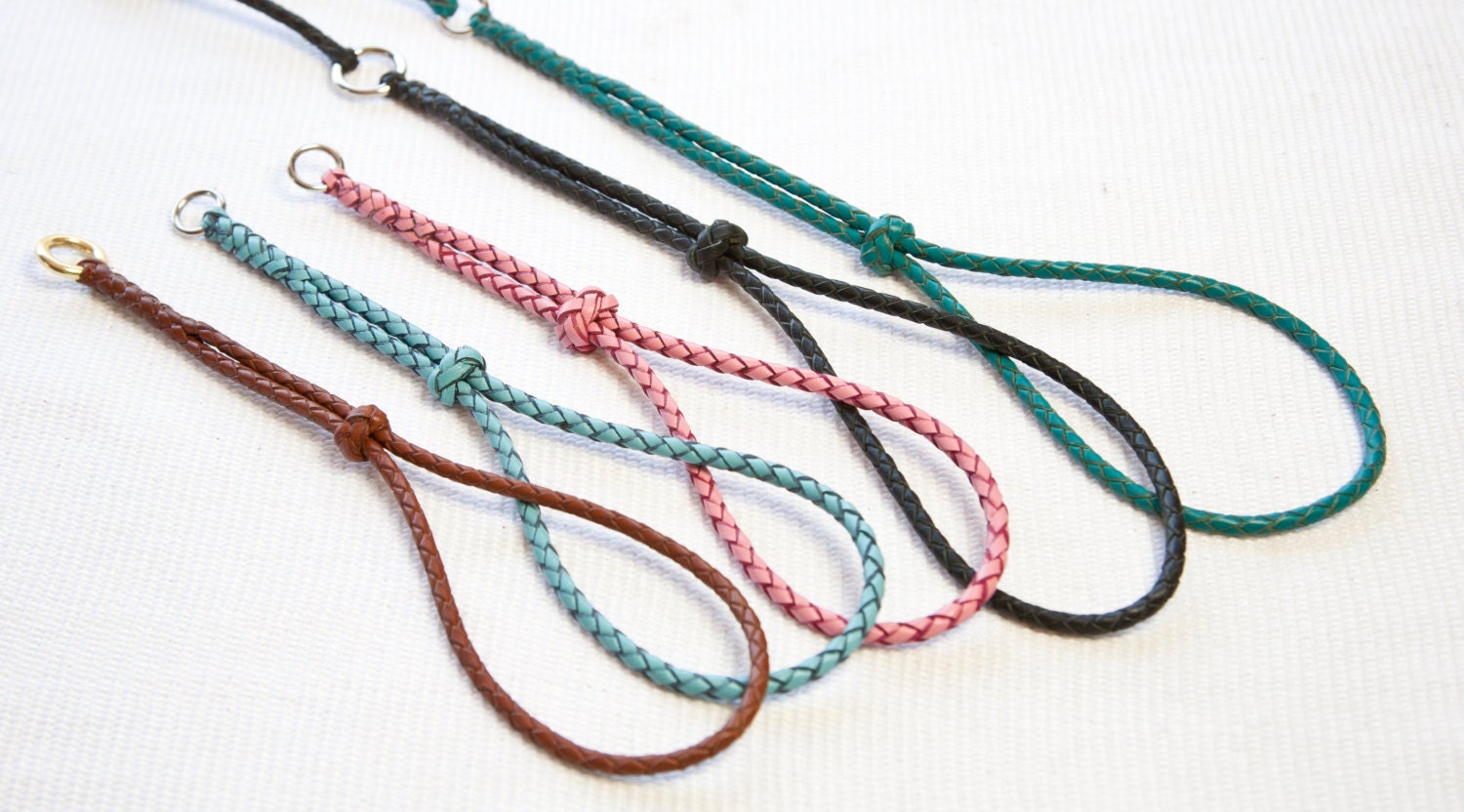 Custom Kangaroo leather dog show collar of braided kangaroo