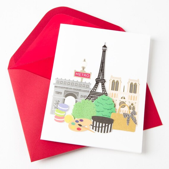 Papyrus Paris Vacation Handmade Note Cards by TheFabricAsylum