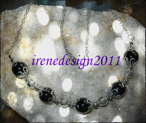 Handmade Silver Necklace with Red Garnet by IreneDesign2011