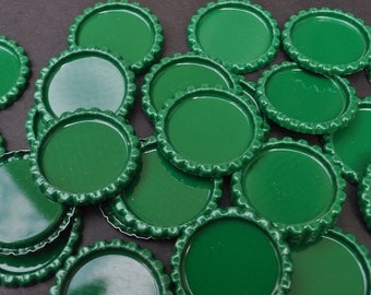 10 Green Flattened Bottle caps,You CHOOSE colors, NO Holes Bottlecaps, colored bottle caps, animal print bottlecaps, flat bottle caps, flat