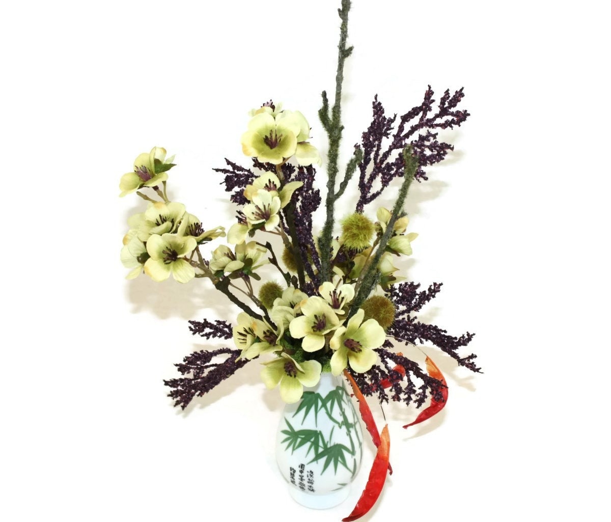Oriental Decor Silk Flower Arrangement Unique by Patiquefloral