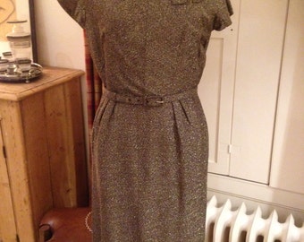 Gorgeous late 50's / early 60's bronze lurex dress