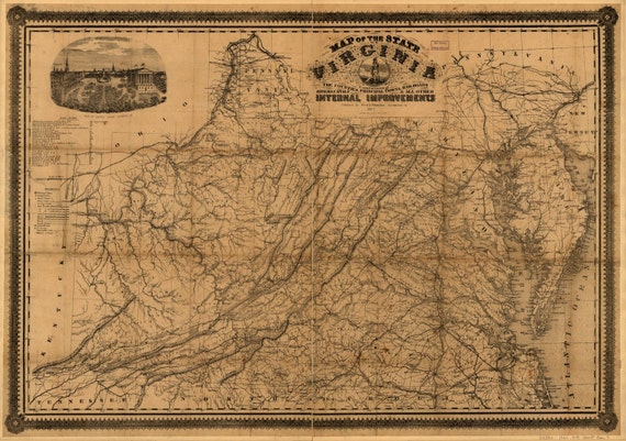 State Map of Virginia 1862 by HistoricPerspectives on Etsy