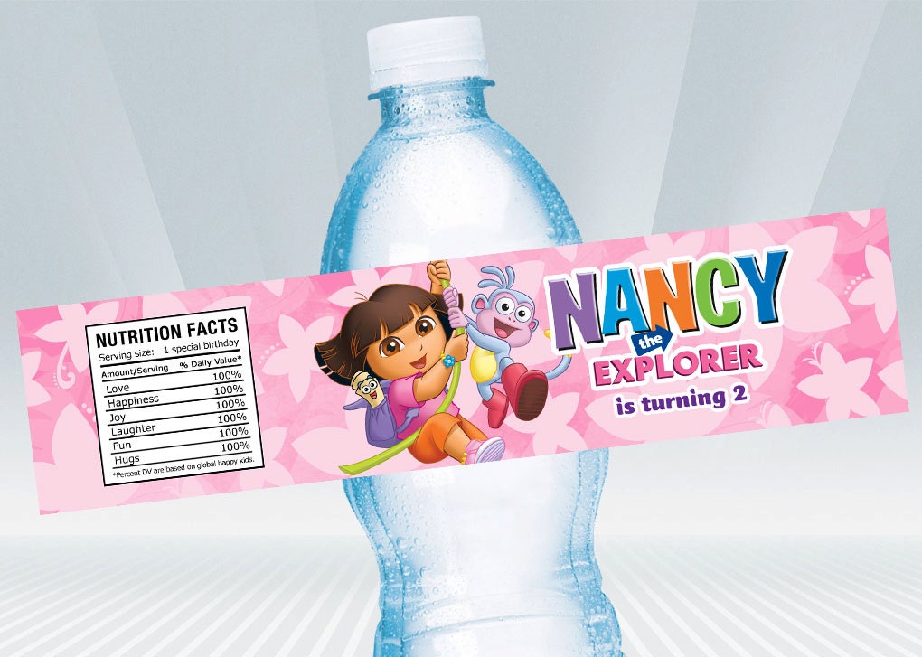 Dora The Explorer Water Bottle Label