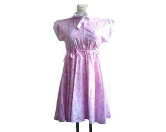 Vintage summer dress / Pink dress / tie and dye dress / S