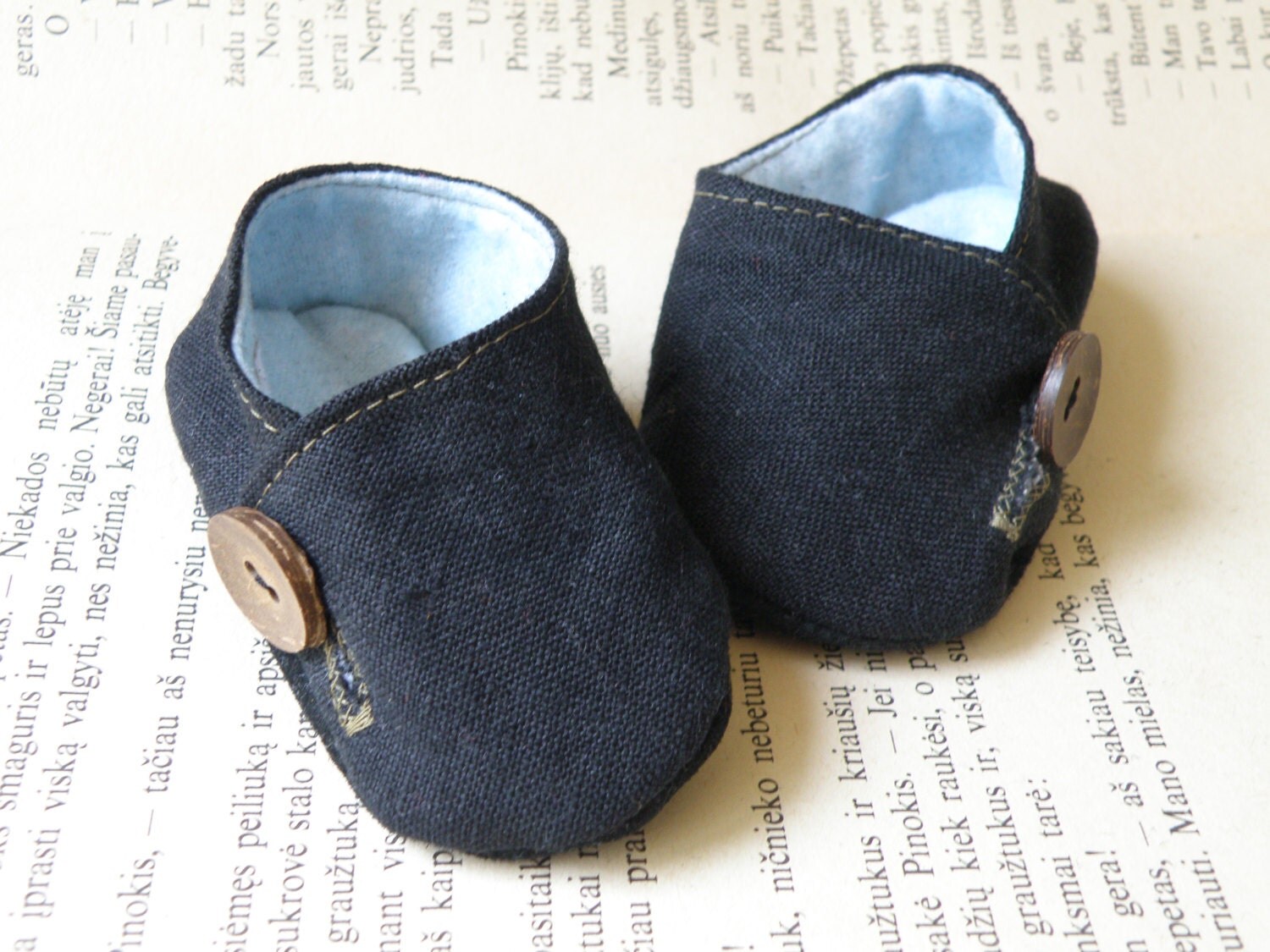 Baby Boy Linen Slippers/ Baby booties/ Baby boy shoes by 7miles