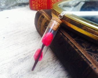 Dried flower necklace, glass vial necklace, real plant necklace