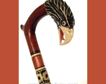 Walking Stick Cane Eagle Perfect Hand Carved Wooden handmade wood handcarved crafted (about 40 kinds of canes in store!)