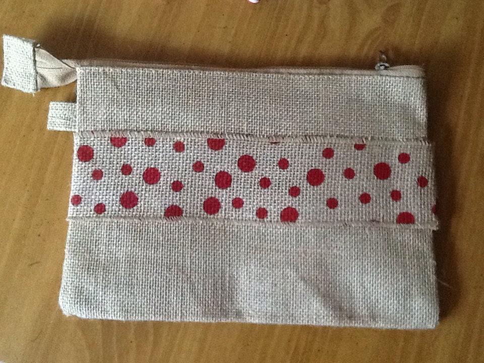 Large cosmetic burlap bag