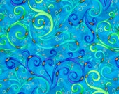 Fanciful Swirl Turquoise Premium Quit Fabric, Cotton Fabric by the Yard, F2024