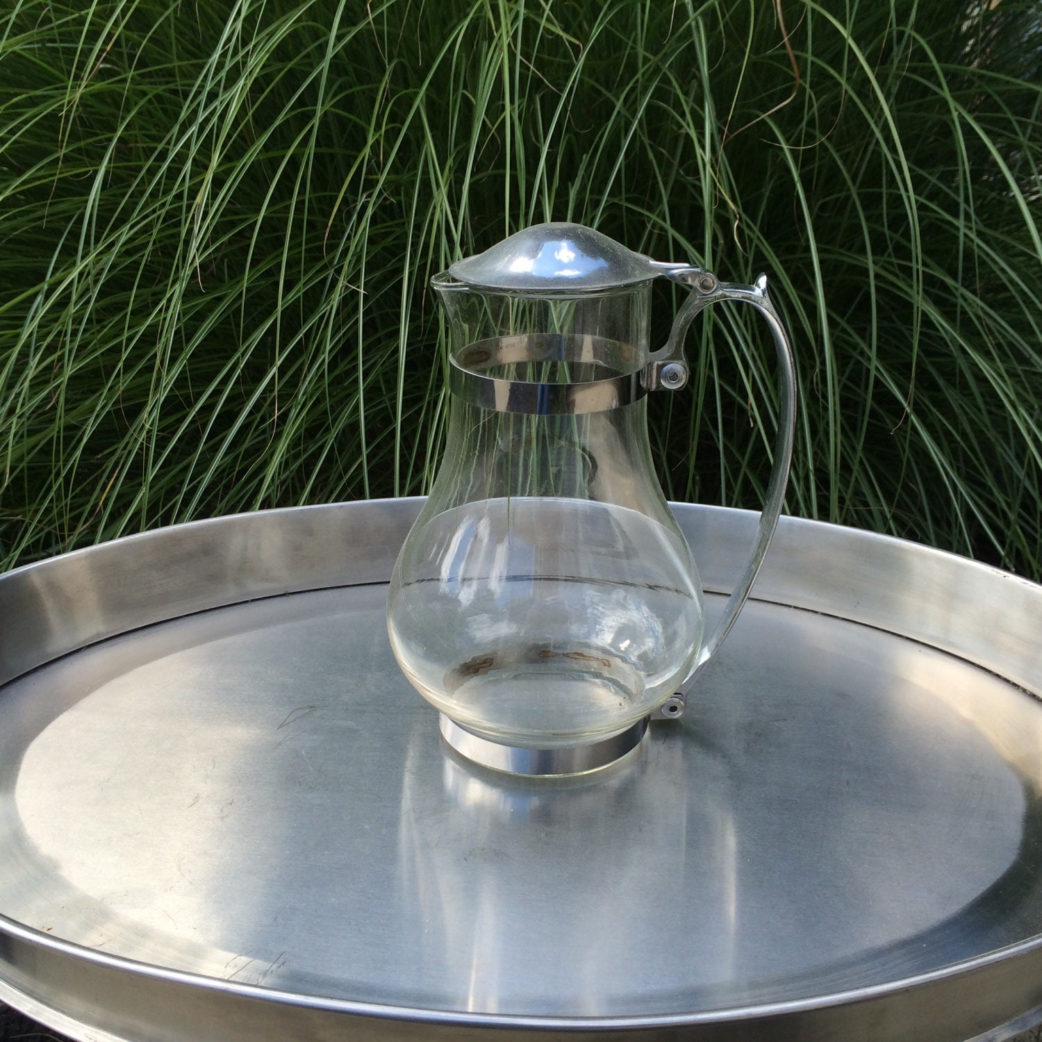 Vintage Coffee Carafe in Clear Glass and Stainless Steel Mid Century