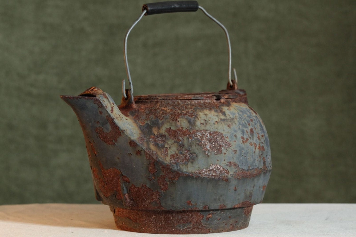 Old Wood Stove Style Tea Kettle Rustic Primitive Prop Decor