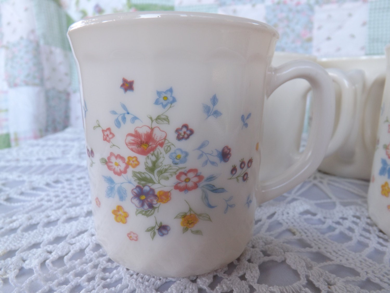 Vintage Arcopal Victoria Mugs Set of 4 by VintageManaged on Etsy