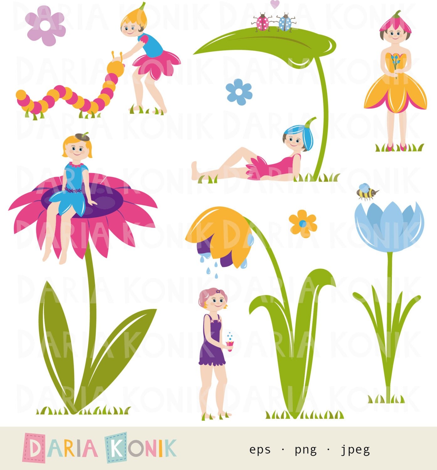 Flower Fairy Clip Art Set-fairy clipart fairies flowers