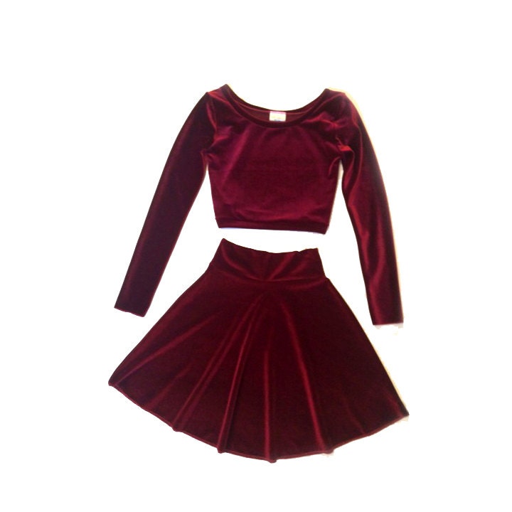 Two Piece Set Long Sleeve Velvet Dress