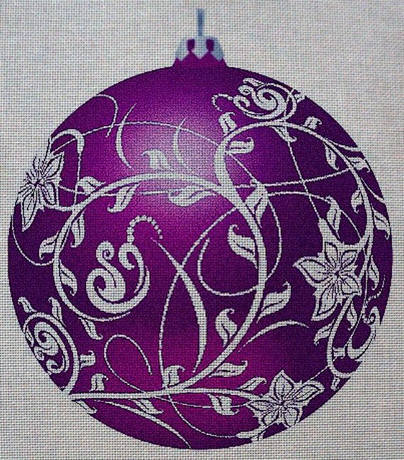 Needlepoint canvas Christmas Ornament by StitchArtNeedlepoint