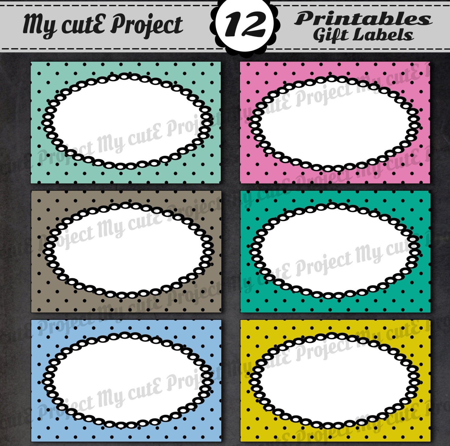 GIFT LABELS Printable Polka Dots Instant Download