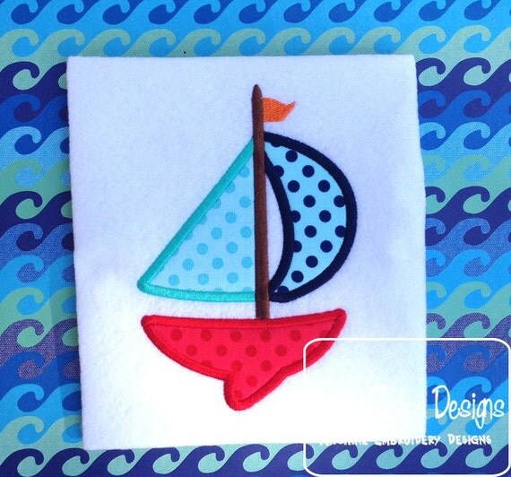 Sailboat Applique Design by JazzyZebraDesigns on Etsy