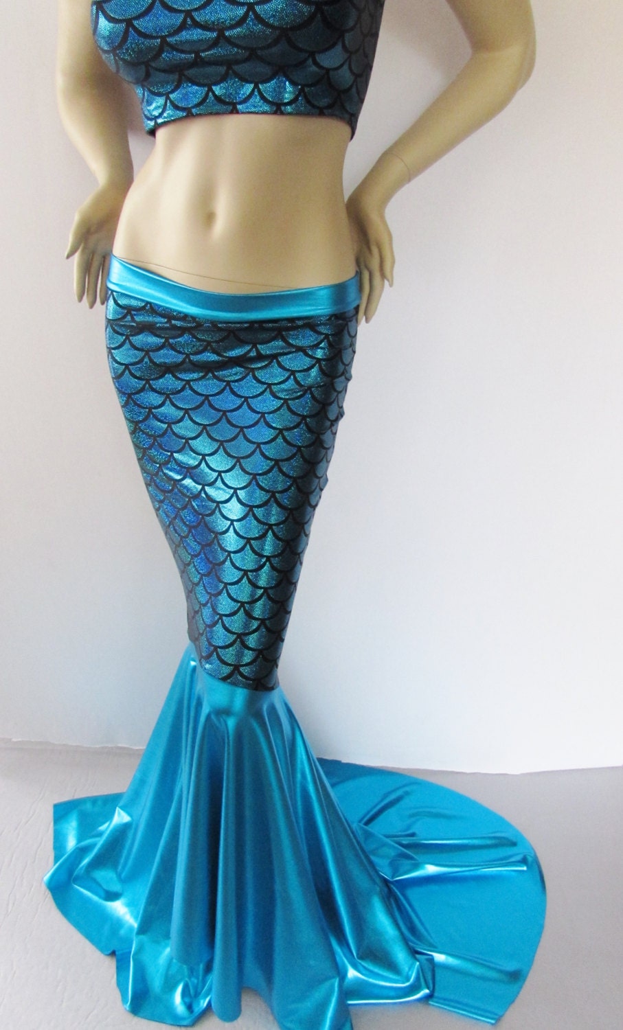 Ariel Mermaid scale Skirt Fish tail costume Stretch Lycra