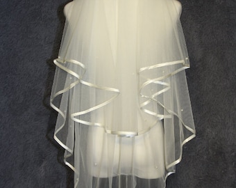 2 Layer Bridal Veil - pearl wedding veil - new white ivory bridal veil - cheap high quality veil - elbow veil - Wedding Accessories