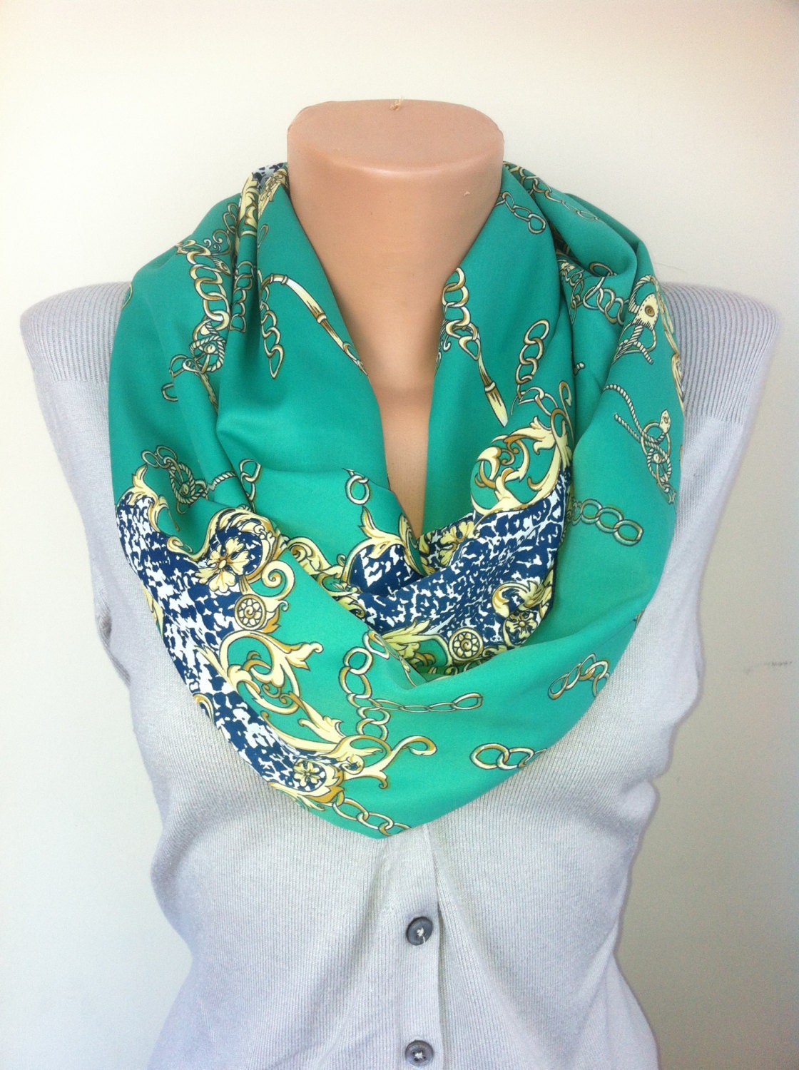 Women's Scarf Emerald Green Loop Scarf Green by ScarfAngel on Etsy