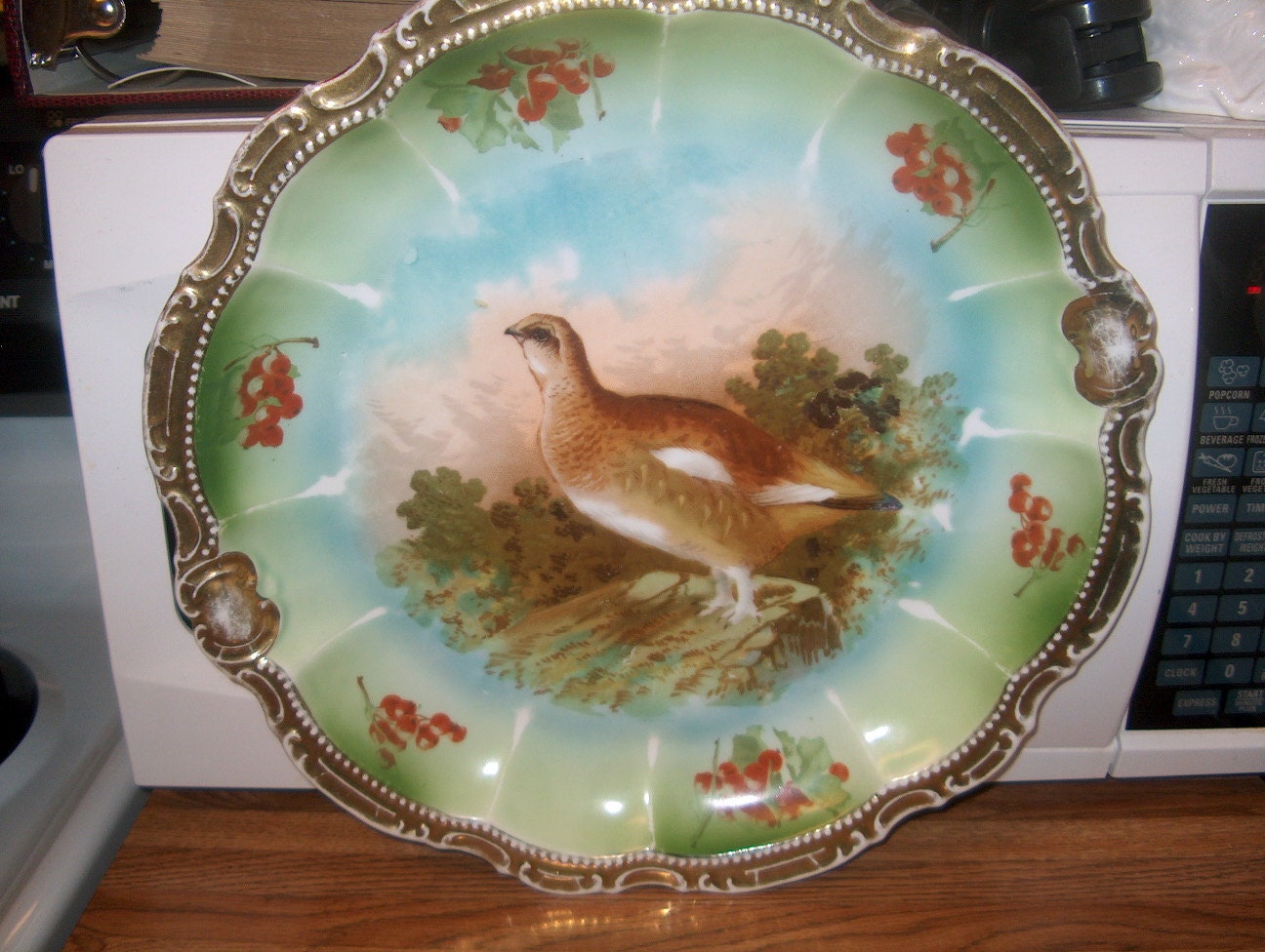 Antique Vintage Pheasant Bird Plate 12 3/4 by goldennuggetantiques