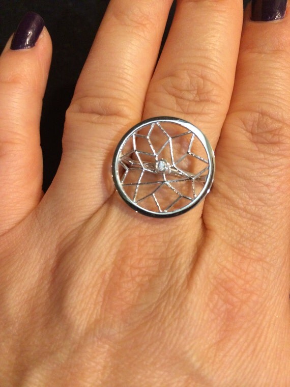 Items similar to 14K White Gold Ring Dream Catcher Design Ring Fashion Ring Fine Jewelry