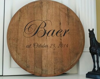 Bourbon Barrel - Personalized Wedding Guest Book / Lazy Susan.