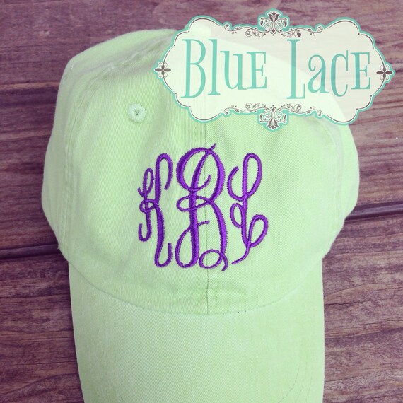 Monogrammed Hats/Baseball caps by BlueLaceMonograms on Etsy
