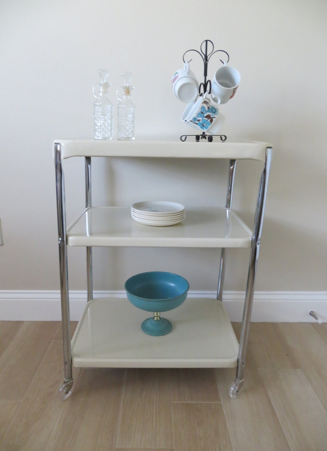 Vintage Mid Century Cosco Utility Cart Three Tier Rolling