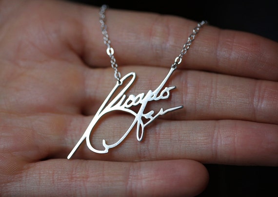 Silver Signature Necklace, Custom Signature, Name Necklaces, Handwritten Name Necklace
