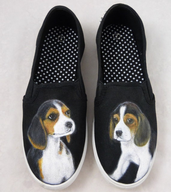 Items similar to Custom Hand Painted Toms Shoes- Beagle Dog Pet on Etsy