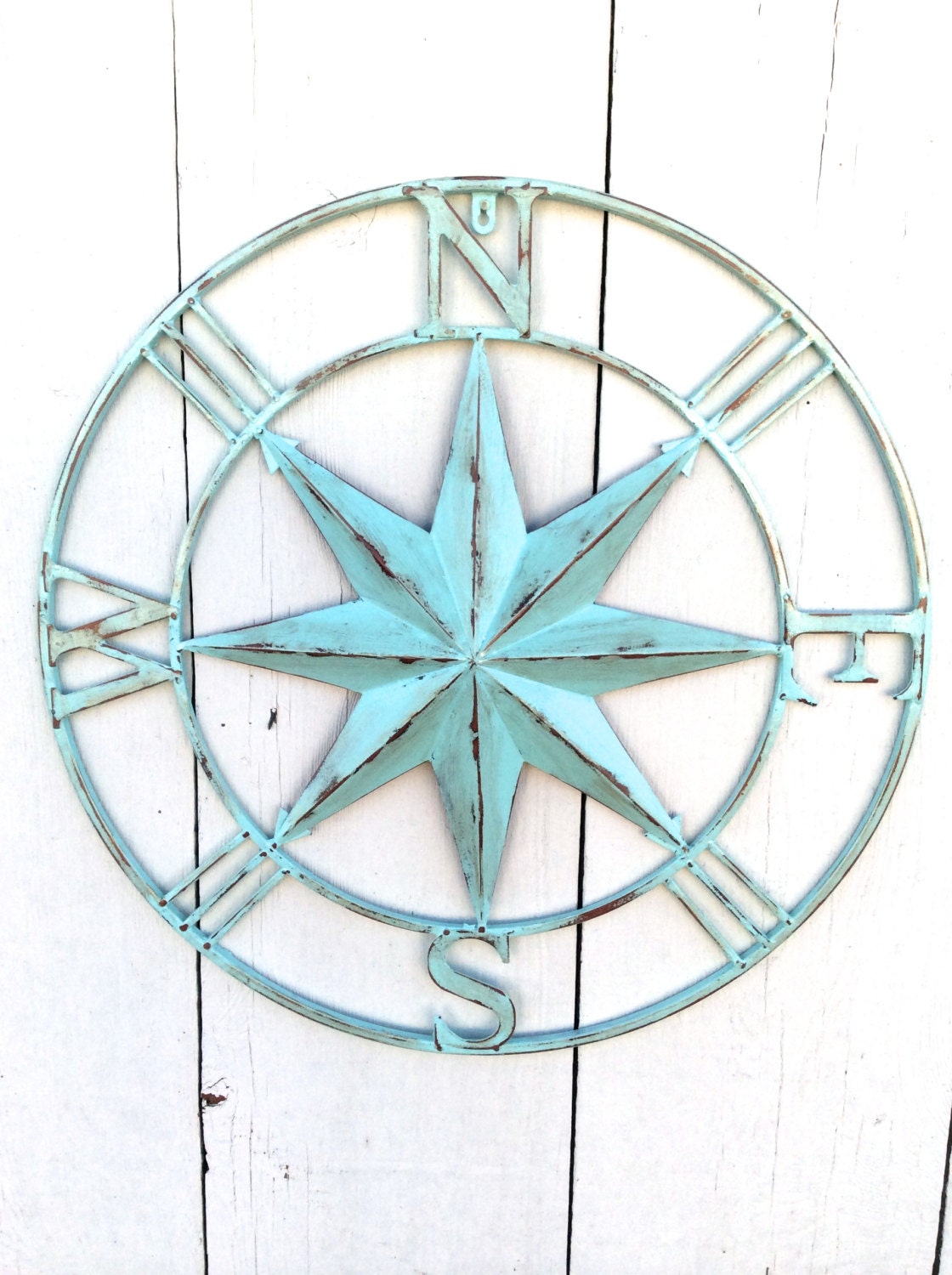 Metal Compass, Metal Wall Decor, Nautical Metal Wall Art, Nautical Wall