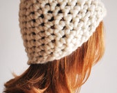 Crochet Hat/Sheep Wool/Cream/Eco-friendly