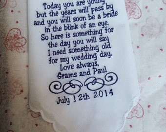 Customized Flower Girl Handkerchief keepsake