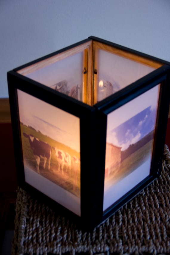 Items similar to Wooden Photo Frame Luminary Candle Holder Rustic