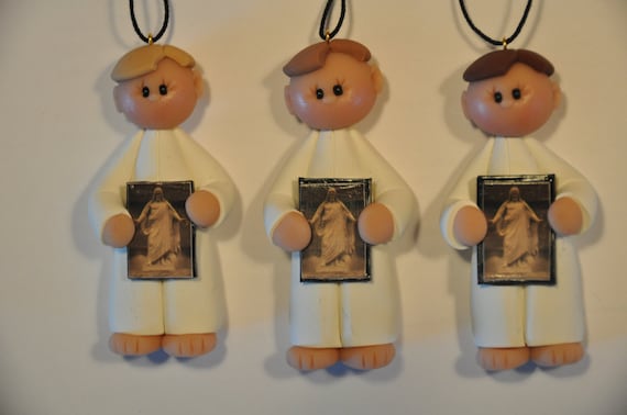 LDS baptism ornament with picture of Christ