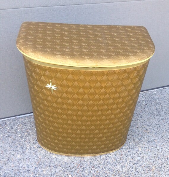 Mid Century Modern laundry hamper with starburst