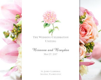 Printable Wedding Program "Floral Hydrangea" Spring Summer Garden | Edit Word.doc Template | Instant Download | Do it Yourself | You Print