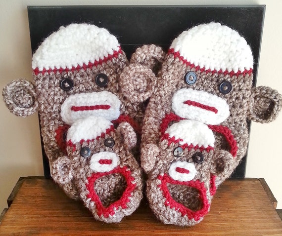 crochet monkey slippers sock monkey slippers crochet by alittleladyandme crochet monkey slippers sock monkey slippers crochet by alittleladyandme