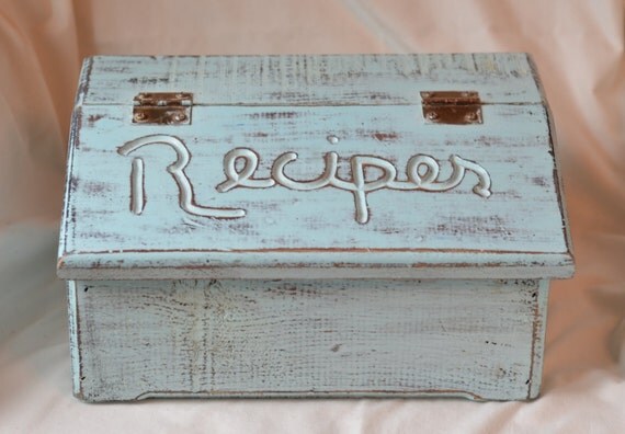 Vintage Seafoam Recipe Box