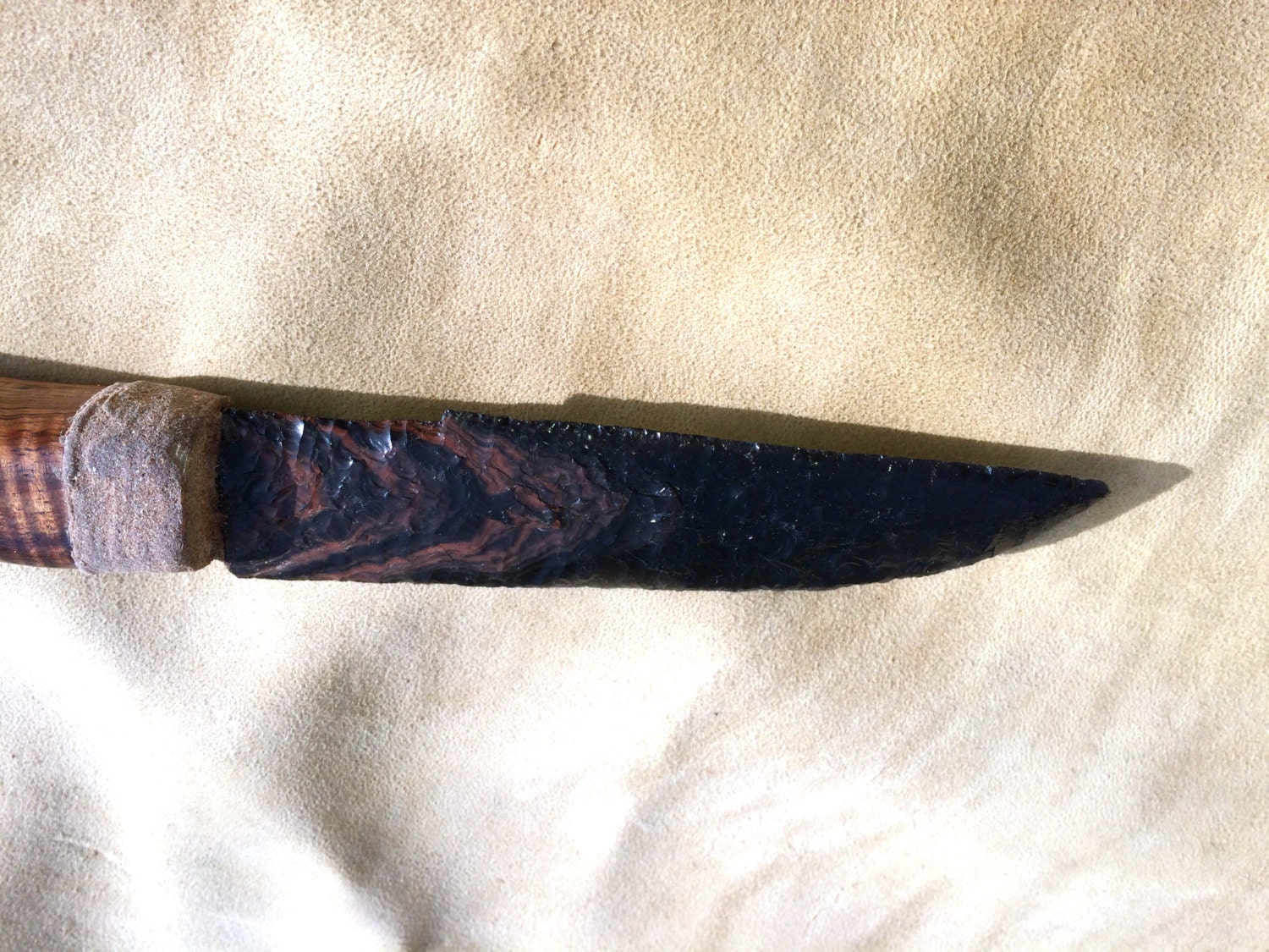 Obsidian Flint Knapped Knife with Koa Wood Handle