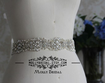 All the way around Crystal Wedding Sash, Wedding Belt, Crystal Belt