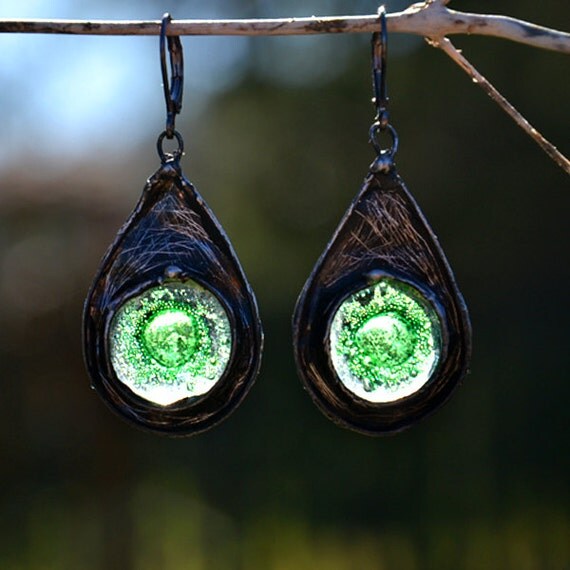 SPRING GREEN bohemian earrings drop earrings with glass