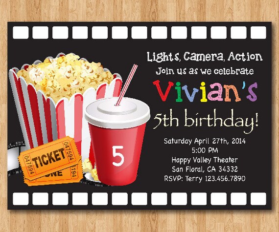movie birthday invitation movie night birthday party invite movie invitation