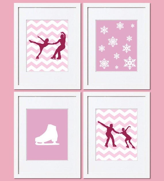 Items similar to Figure Skating Art Prints Set of 4, Girl Room Wall Art
