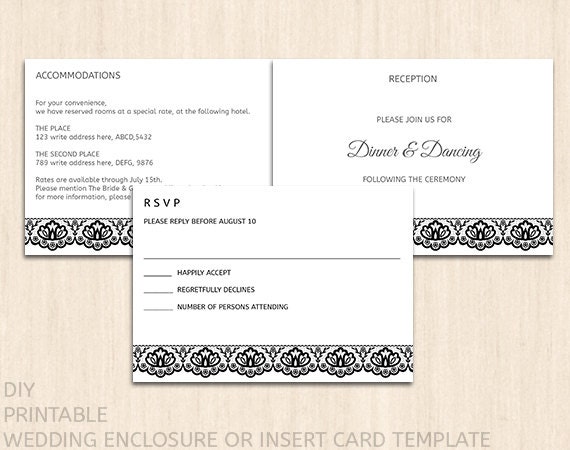 Printable Wedding enclosure card template by WeddingInvitationByC