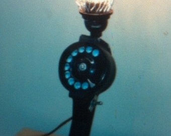 Steampunk repairman's phone lamp. Repurposed light telephone